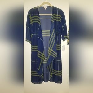 💙💛 LuLaRoe Shirley Kimono Blue Yellow Plaid NWT